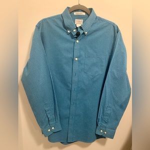 LL Bean Button Down Shirt Mens Sz M Reg Traditional Wrinkle Free Blue Plaid LS